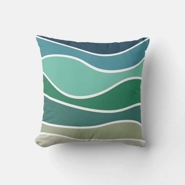 Colourful ocean waves throw pillow (Front)