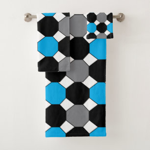 Colourful Octagon Geometric Pattern Bath Towel Set