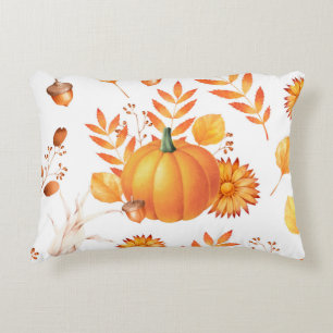 Colourful October Pumpkins Autumn Pattern Accent Pillow