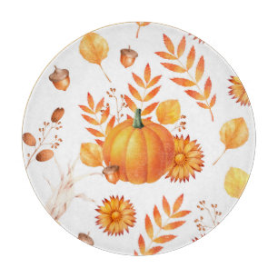 Colourful October Pumpkins Autumn Pattern Cutting Board