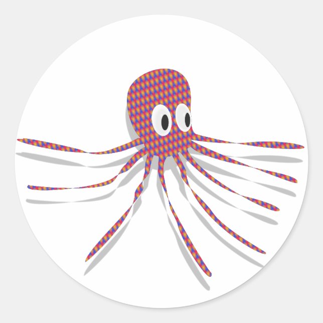 Colourful Octopus Classic Round Sticker (Front)