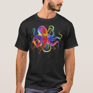 Colourful Octopus Dripping Rainbow Octopus psyche T-Shirt