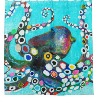 Colourful octopus hand drawn illustration painting