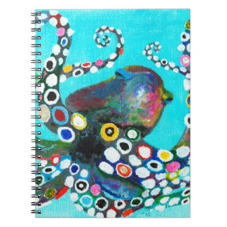 Colourful octopus hand drawn illustration painting notebook