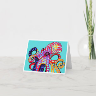 Colourful octopus notecard original art