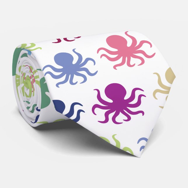 Colourful octopus pattern tie (Rolled)