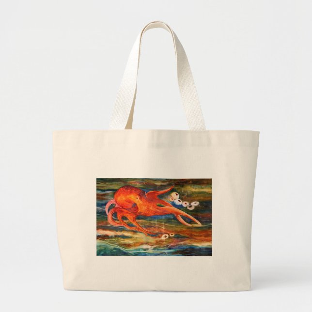 Colourful Octopus Scuba Diving Large Tote Bag (Front)
