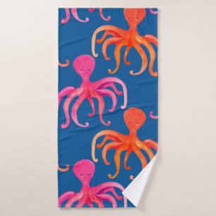Colourful octopus seamless pattern bath towel