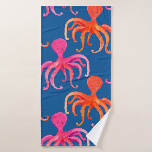 Colourful octopus seamless pattern bath towel (Bath Towel)