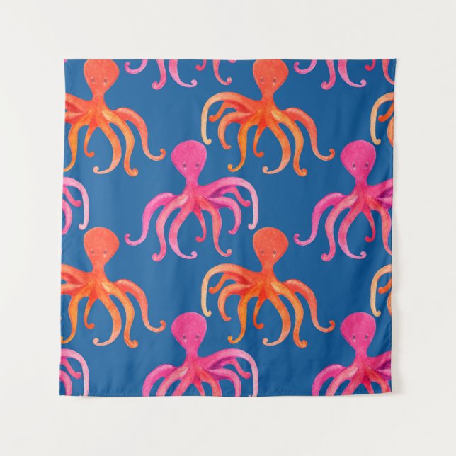 Colourful octopus seamless pattern tapestry (Front)