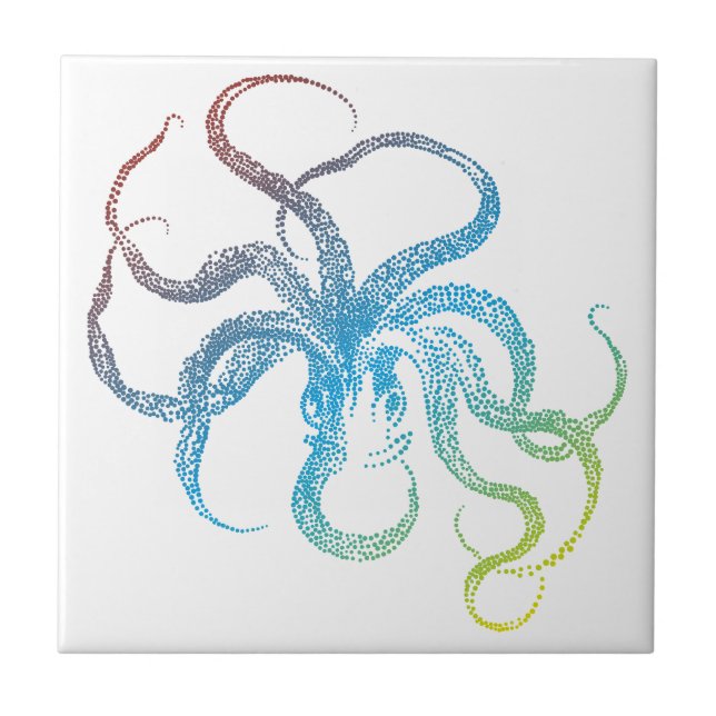 colourful octopus silhouette tile (Front)
