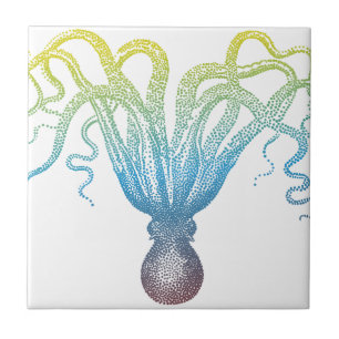 colourful octopus silhouette tile
