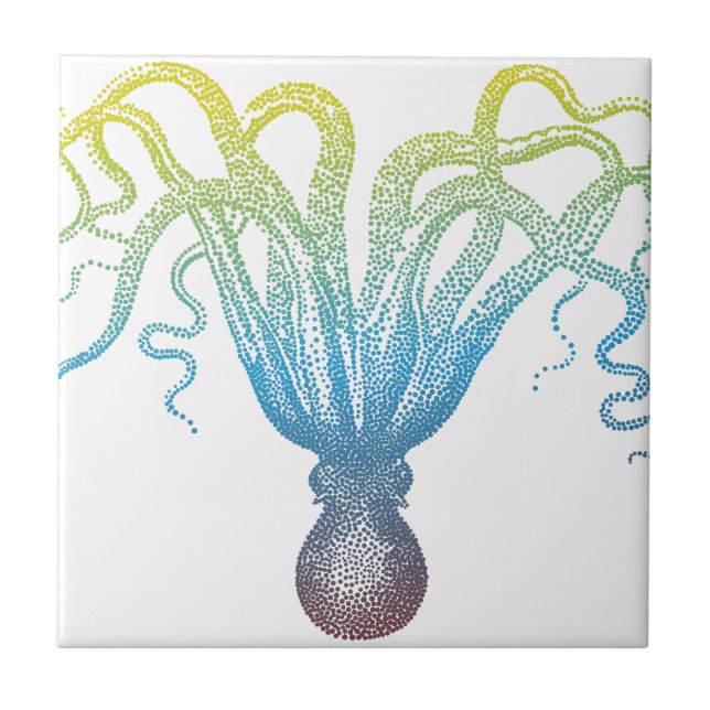 colourful octopus silhouette tile (Front)