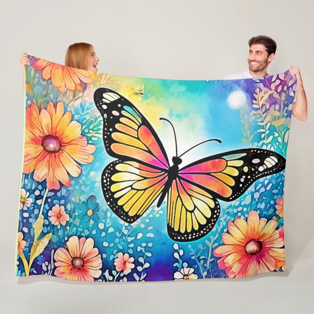 Colourful Octopus View Design Fleece Blanket (In Situ)