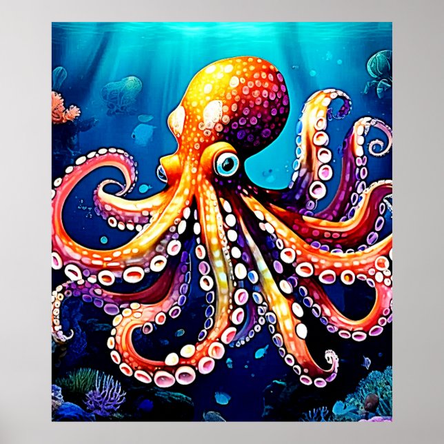 Colourful Octopus View Design Poster (Front)