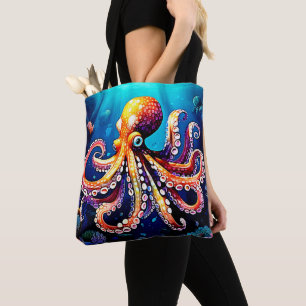 Colourful Octopus View Design Tote Bag