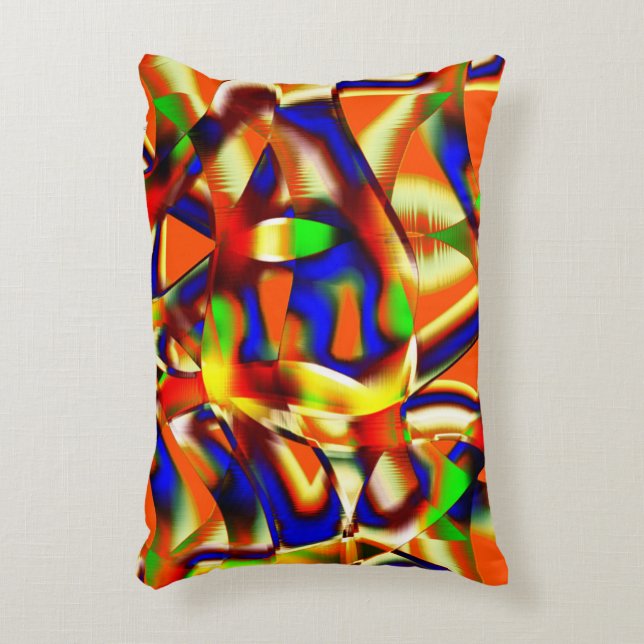 Colourful of imposing colours, blue and orange fig accent pillow (Front(Vertical))