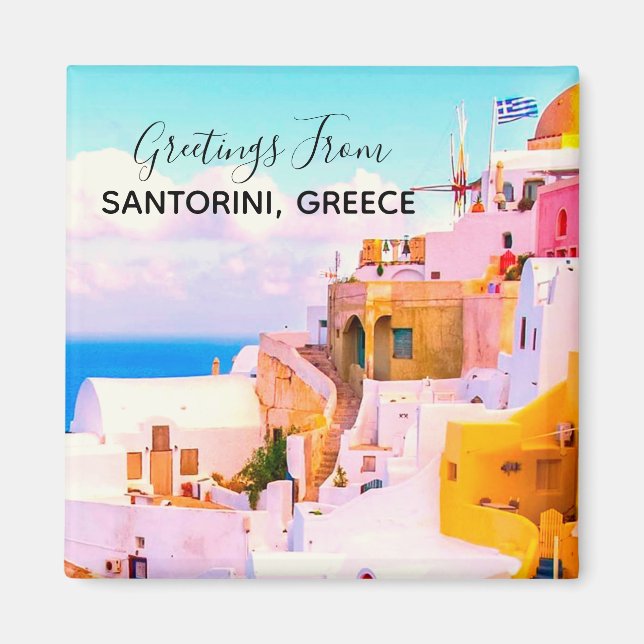 Colourful Oia Santorini Houses, Greece Photography Magnet (Front)