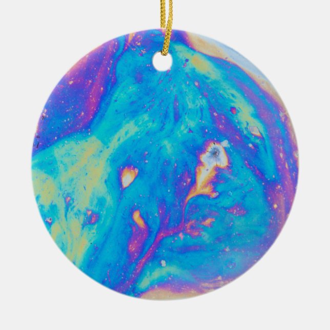 Colourful oil patterns, Canada Ceramic Ornament (Front)