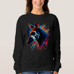 Colourful Okapi Splash Paint Artwork Sweatshirt
