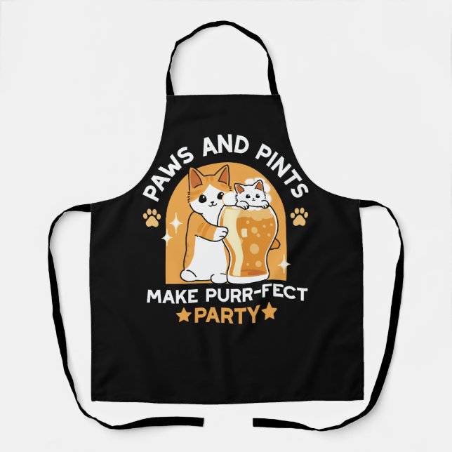 Colourful Oktoberfest Cat Party - Paws and Pints Apron (Front)