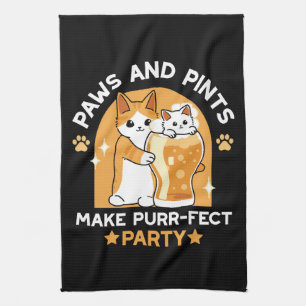 Colourful Oktoberfest Cat Party - Paws and Pints Kitchen Towel