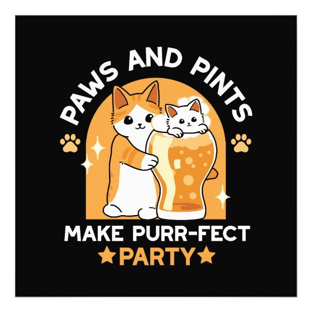 Colourful Oktoberfest Cat Party - Paws and Pints Photo Print (Front)