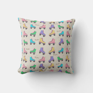 Colourful Old Skate Rollers Pattern Throw Pillow