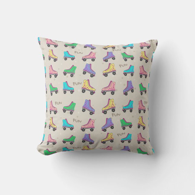 Colourful Old Skate Rollers Pattern Throw Pillow (Front)