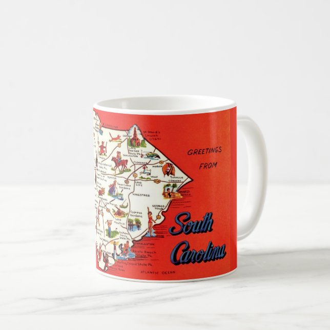  Colourful Old South Carolina Map Mug (Front Right)