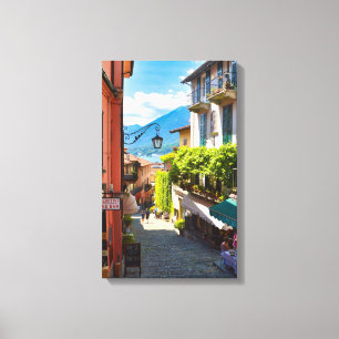 Colourful old town centre alley in Bellagio Canvas Print