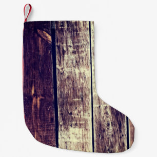 Colourful Old Wood Background - Vintage Dark Yello Small Christmas Stocking