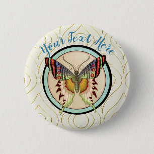 Colourful Old World Butterfly 2 Inch Round Button