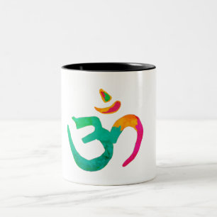 Colourful OM sign Two-Tone Coffee Mug