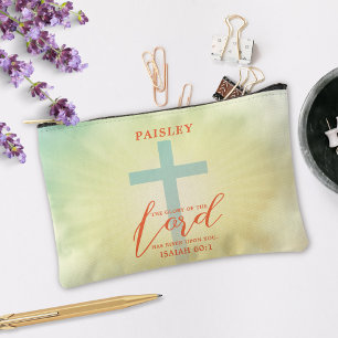 Colourful Ombre Cross Bible Verse Personalized Accessory Pouch