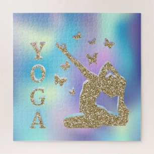 Colourful Ombre Glitter Women Yoga Jigsaw Puzzle