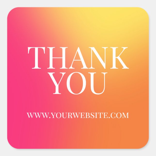 Colourful Ombre Gradient Small Business Thank You Square Sticker (Front)