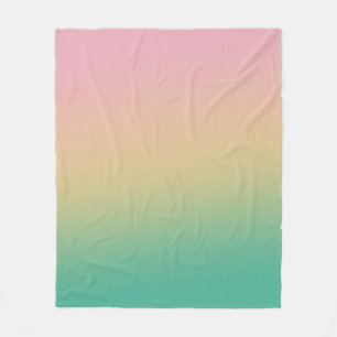 Colourful Ombre Gradient Teal Peach Pink Fleece Blanket