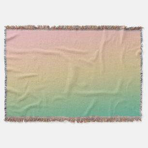 Colourful Ombre Gradient Teal Peach Pink Throw Blanket