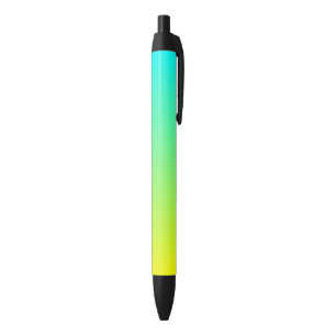 colourful ombre lemon yellow lime green turquoise black ink pen