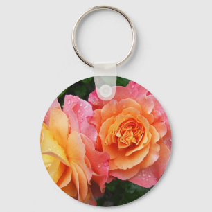 Colourful ombre roses photo keychain