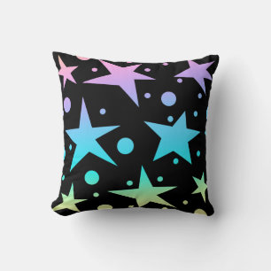 Colourful Ombre Stars and Polka Dots Collection Throw Pillow