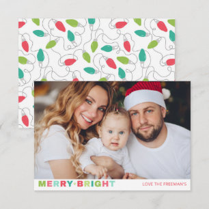 Colourful One Photo Merry and Bright Christmas Car Card