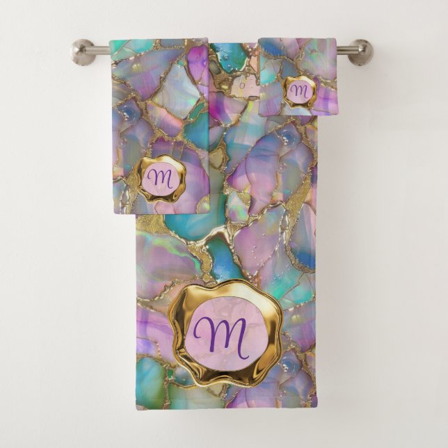 Colourful Opal and Liquid Gold Towel (Insitu)