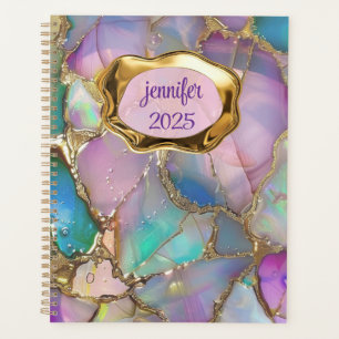Colourful Opal and Liquid GoldPersonalized Monthly Planner