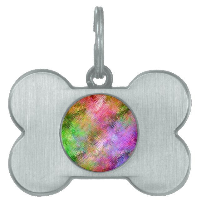 Colourful Opal Glassy Texture Pet Name Tag (Front)
