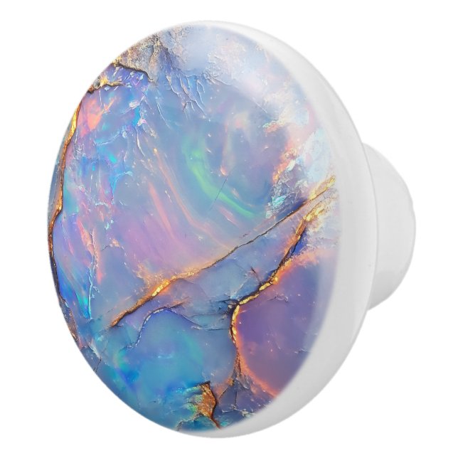 Colourful Opal Pastel Gem Pattern Ceramic Knob (Right)