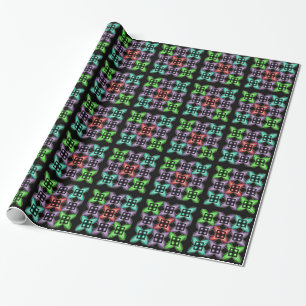 Colourful optical illusion geometric square patter wrapping paper