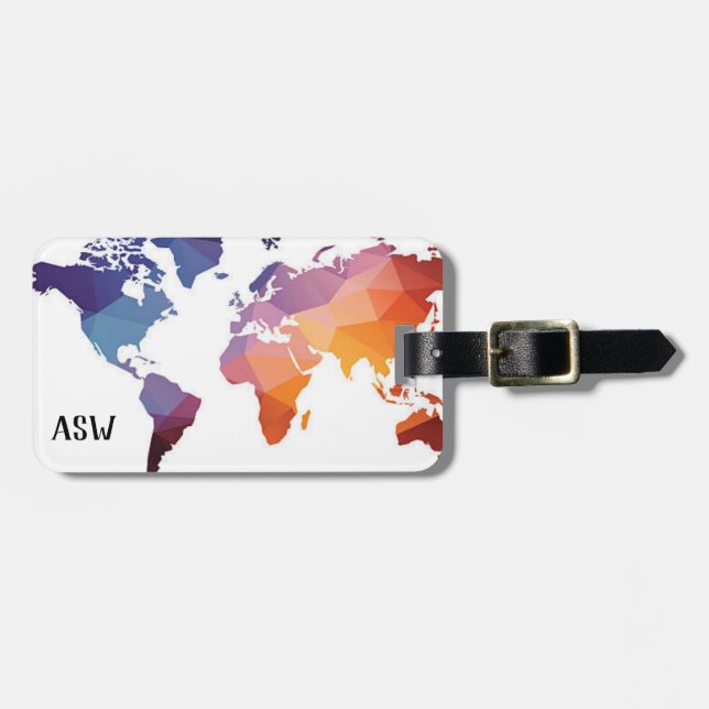 Colourful Oragami Map Travelers Luggage Tag (Front Horizontal)