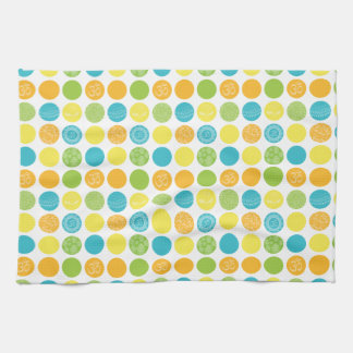 Colourful Orange and Turquoise Circle Dot Kitchen Towel